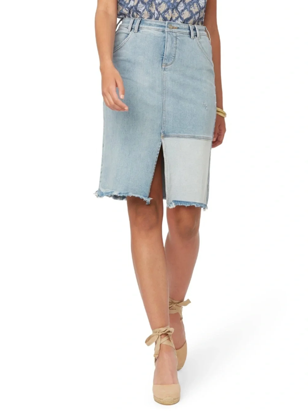 NEW NYDJ Denim Skirt Destructed Radiance 12